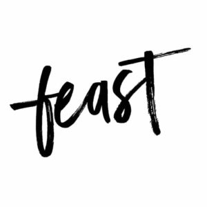 feast black and white script logo