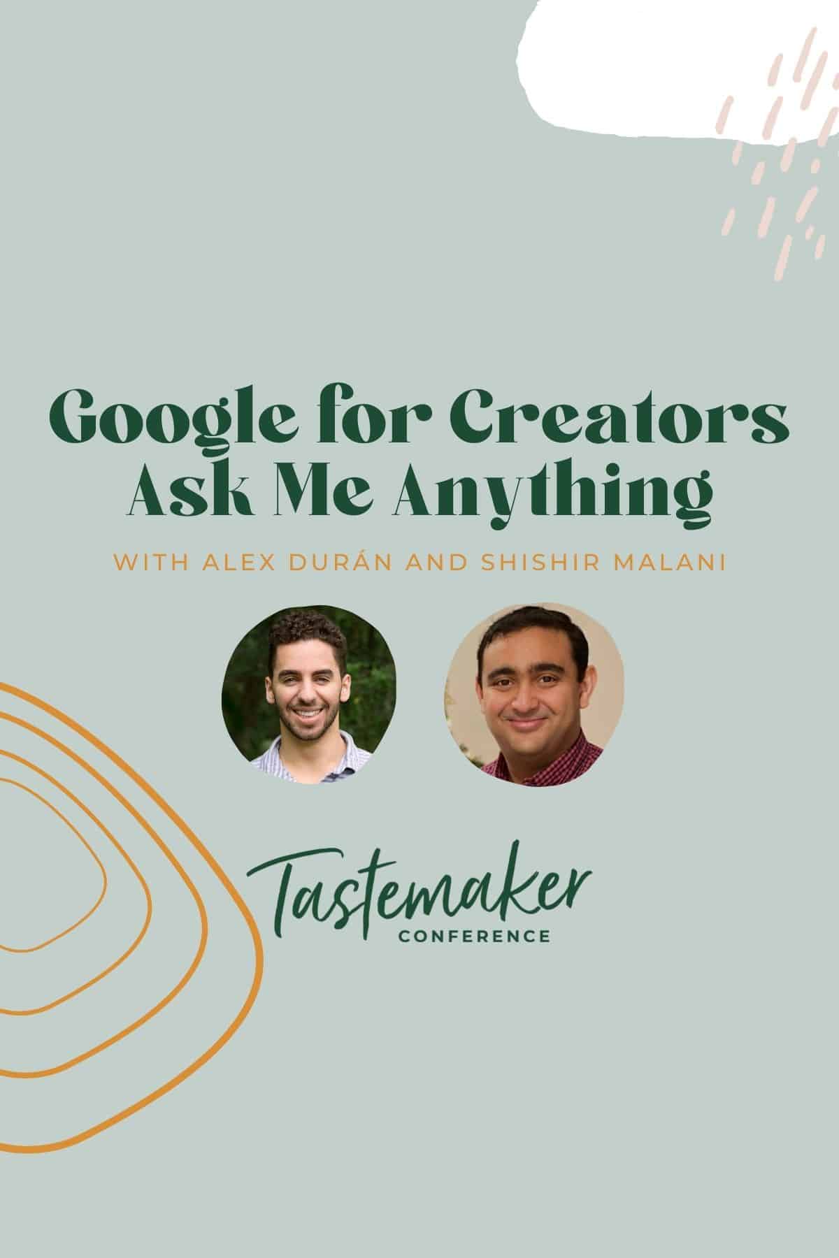 graphic reading Google for Creators Ask Me Anything with Google Team faces