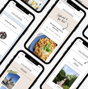 phones displaying different web pages