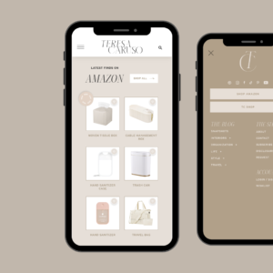 Phone display of Teresa Caruso amazon items website