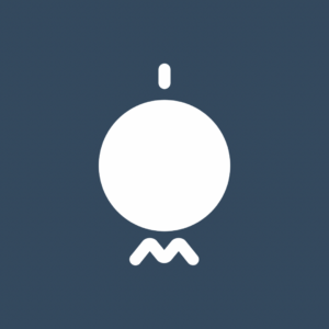 A simple, stylized icon consisting of a white circle with a line above and three legs below against a navy blue background. The icon resembles an abstract figure or a location pin, conveying a minimalist and modern design aesthetic.